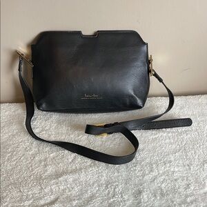 India Hicks Maddison May Magnetic Closure Black Leather Crossbody Shoulder Bag